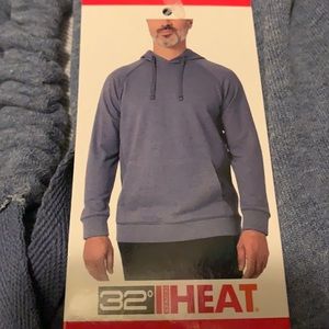 32 degrees heat medium blue hooded sweater